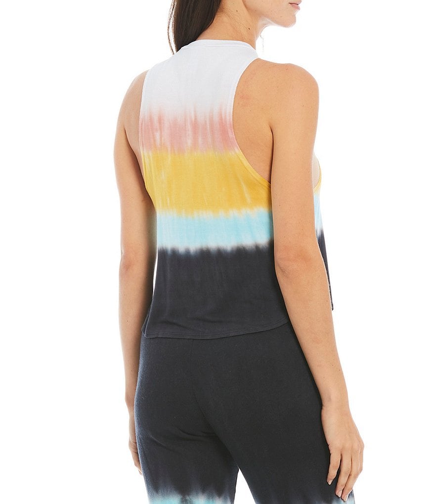 JALA Tie-Dye Print Knit Round Neck Muscle Lounge Sleeveless Coordinating Tank