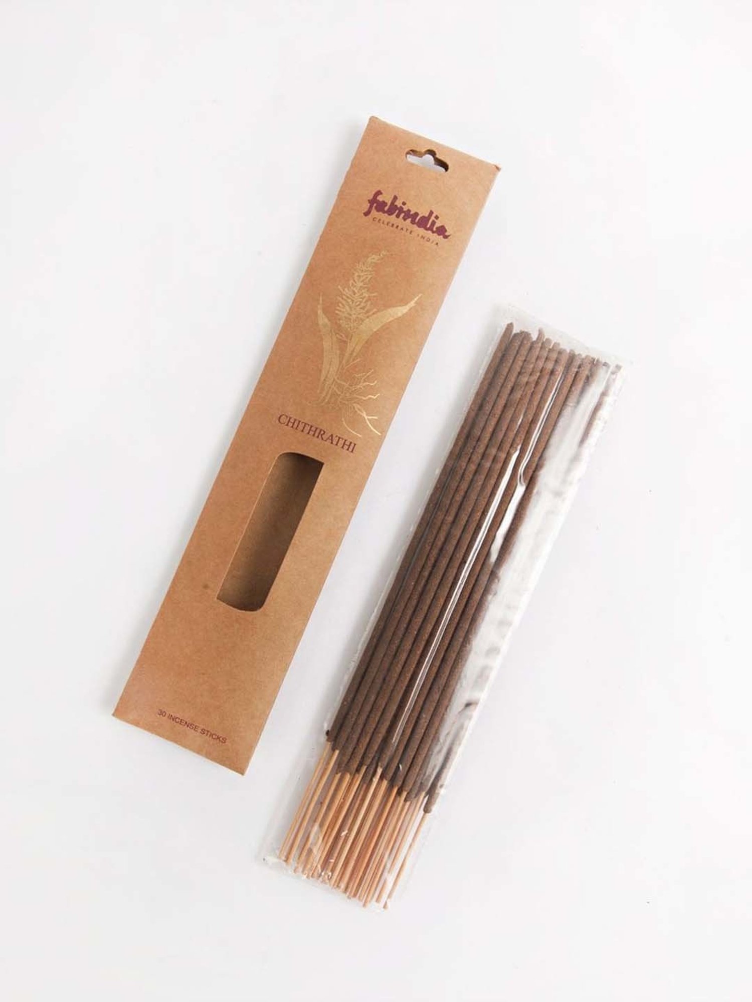 Fabindia Home Standalone Brown Wood Chitrathi Incense Sticks - Set of 30