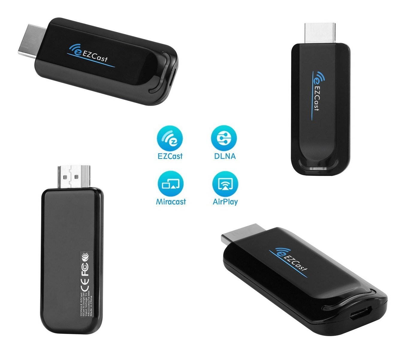 EZCast 5G TV Dongle 1080p Miracast DLNA Airplay WiFi High Speed Wireless HDMI Display Receiver Supports 5G WiFi Compatible with iOS Android Windows Device