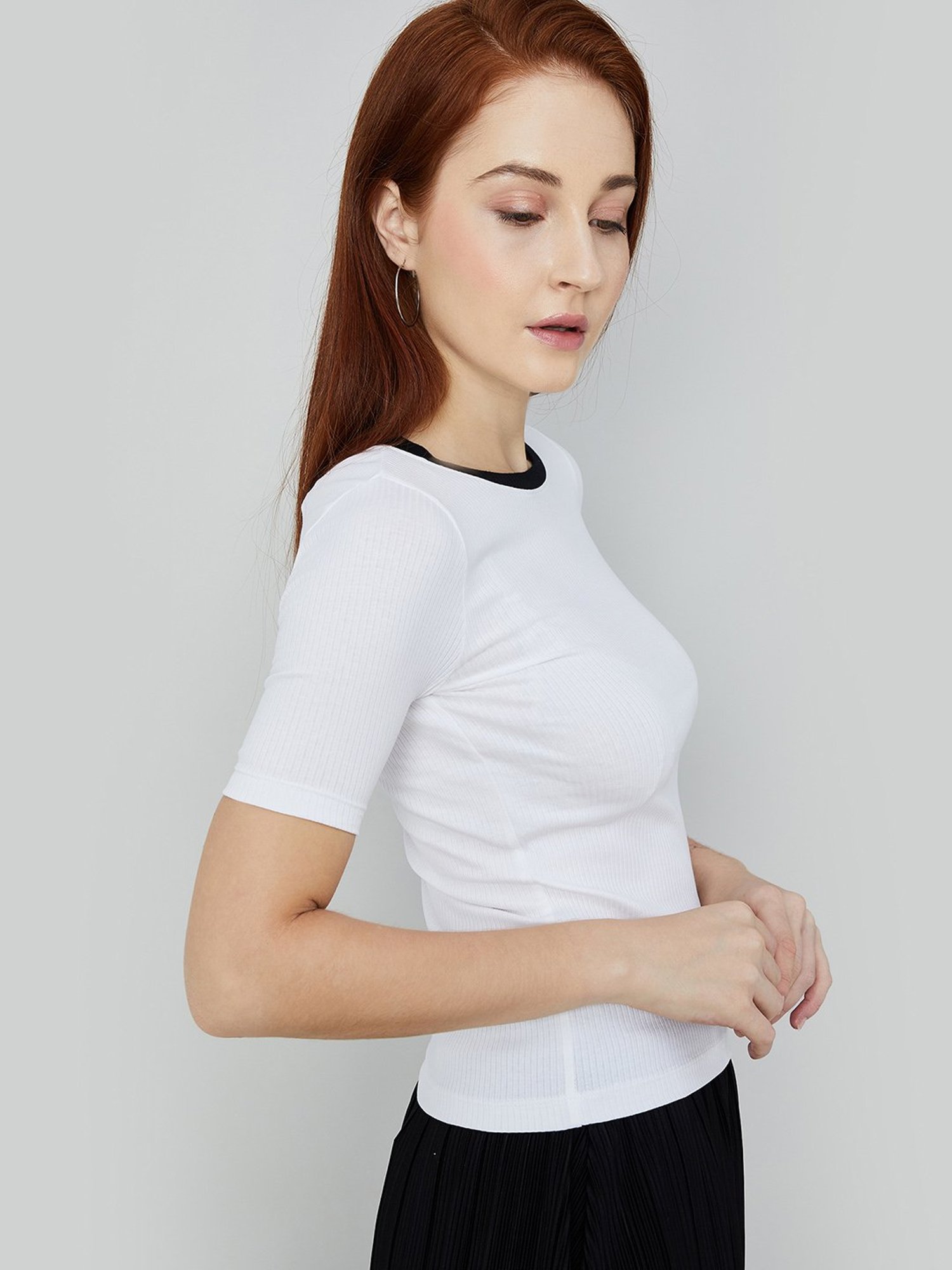 Code by Lifestyle White Cotton Regular Fit Top