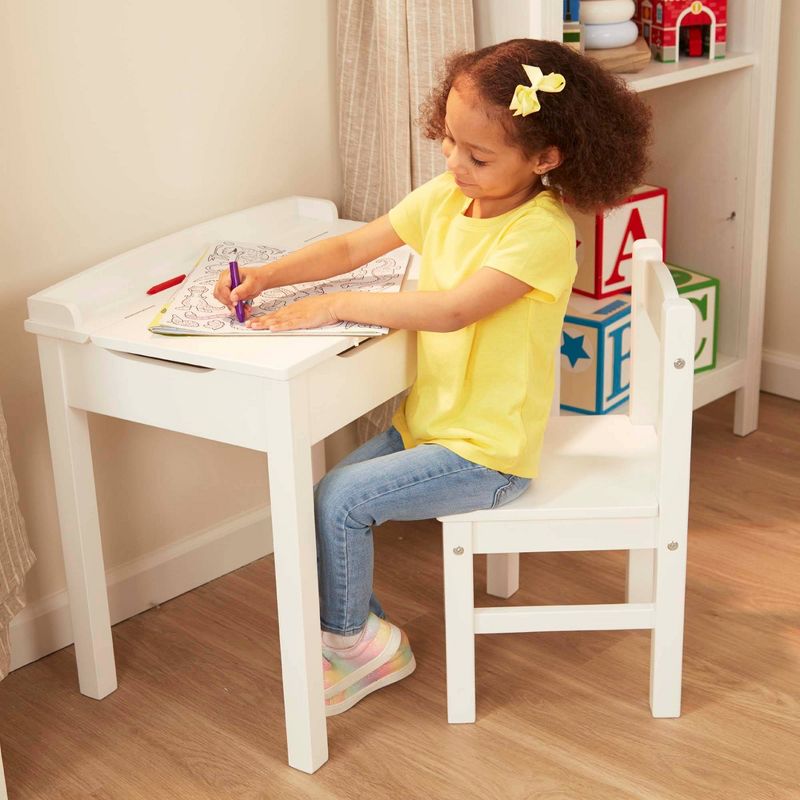 Melissa & Doug Wooden Child's Lift-Top Desk and Chair - Honey