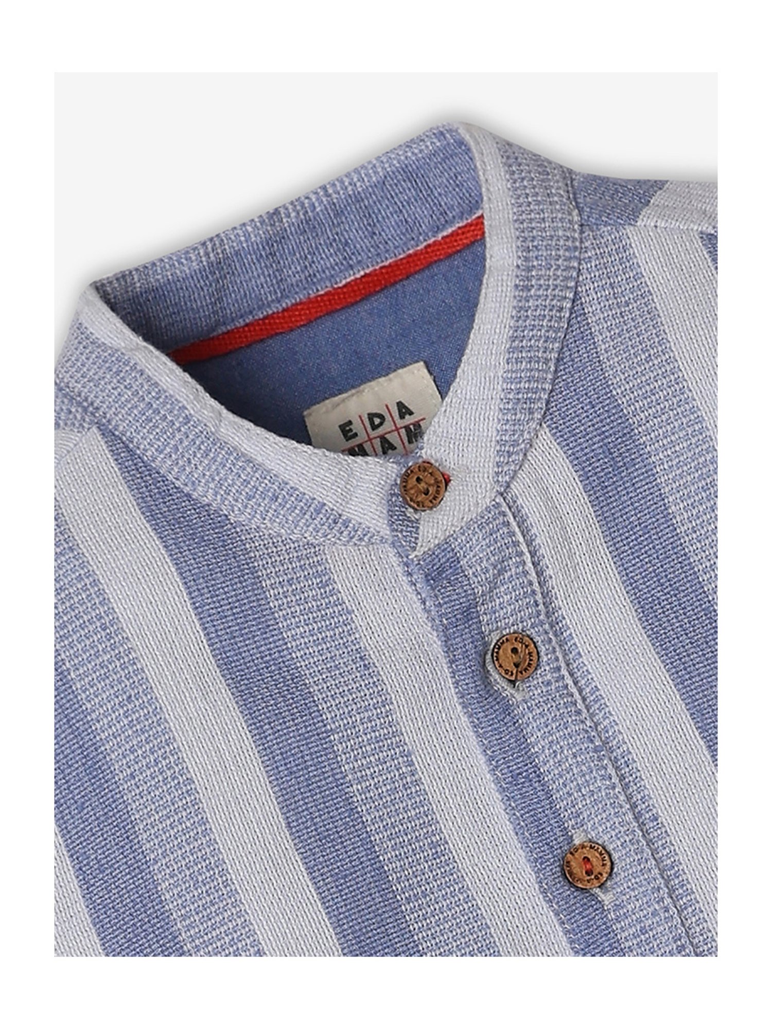 Ed-a-Mamma Kids Blue Striped Full Sleeves Shirt