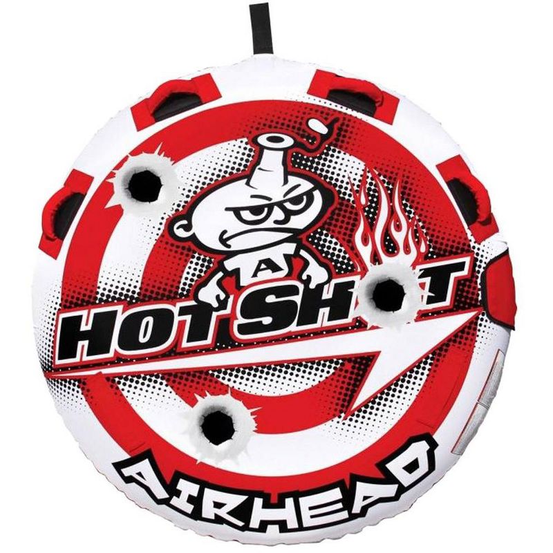 Airhead Hot Shot 2 Inflatable Round Single Rider Towable Tube with 60' Tow Rope