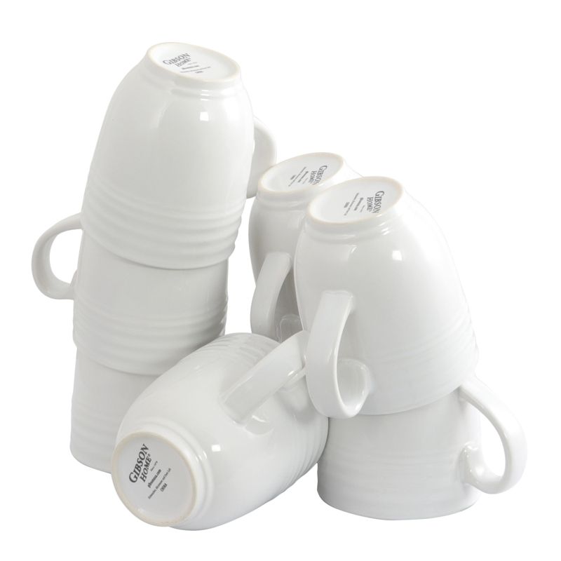 Gibson Plaza Cafe 15oz 8 Piece Mug Set in White