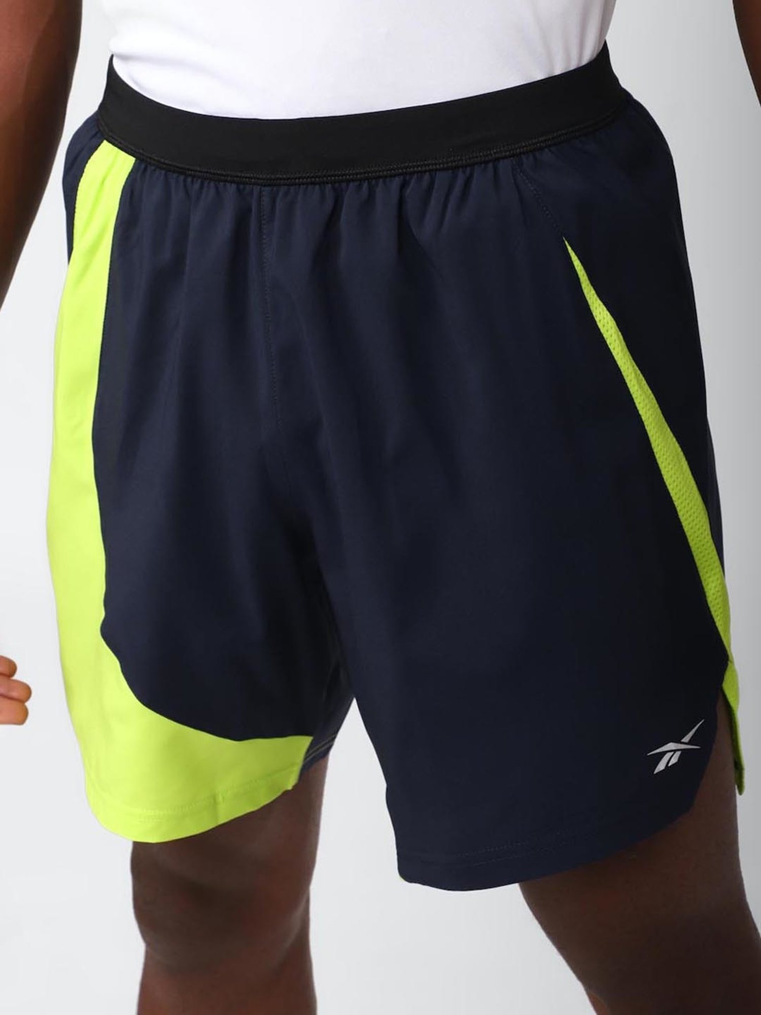 Reebok Navy Regular Fit Self Pattern Sports Shorts
