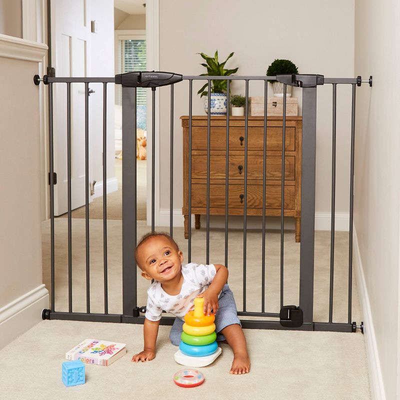 Toddleroo by North States Riverstone Extra Tall And Wide Baby Gate - Graphite -  29.75"-52" Wide