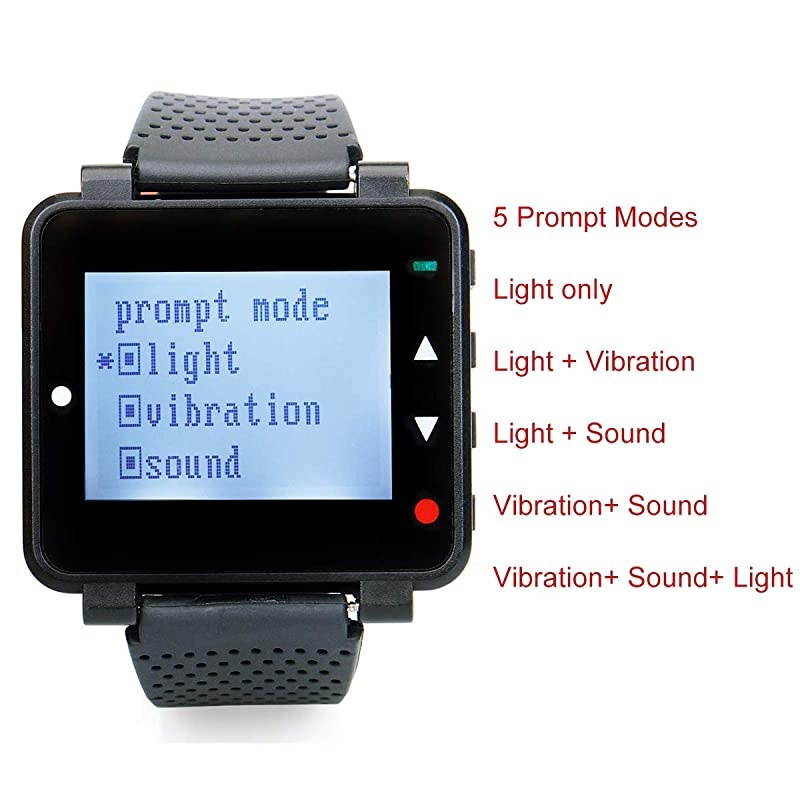 T128 Restaurant Pager System,Nurse Call System,7 Prompt Mode,Watch Receiver,Compatible with All  Call Buttons for Restaurant,Hospital