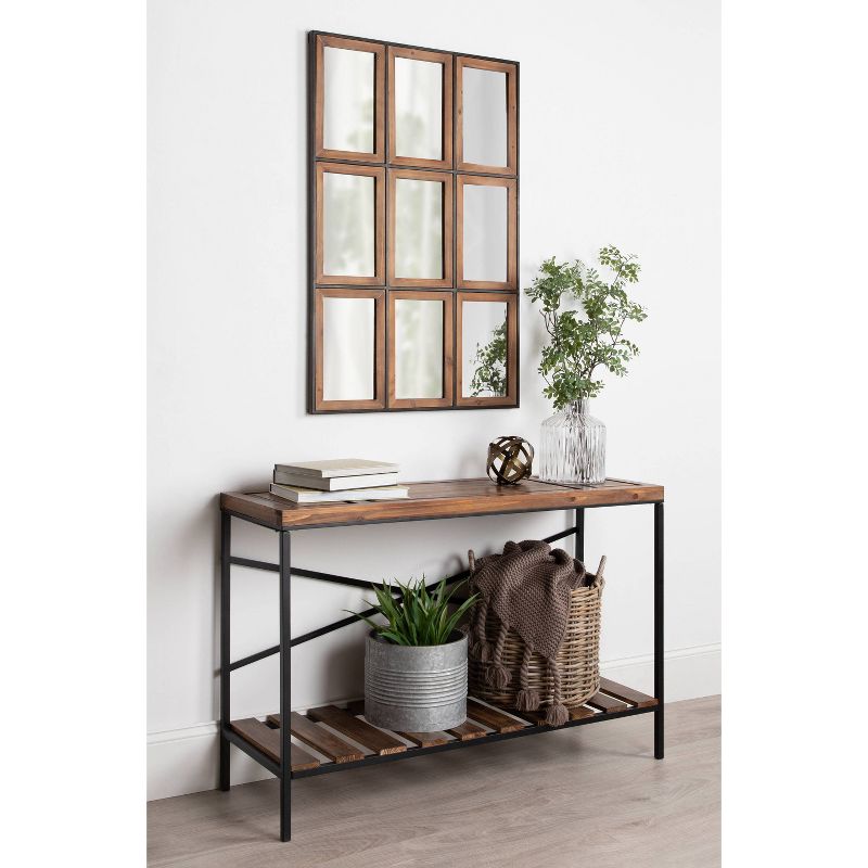 28" x 42" Norgard Windowpane Wall Mirror Rustic Brown - Kate & Laurel All Things Decor