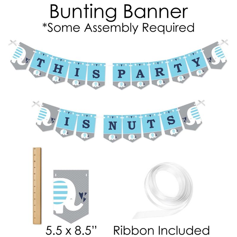 Big Dot of Happiness Blue Elephant - Banner and Photo Booth Decorations - Boy Baby Shower or Birthday Party Supplies Kit - Doterrific Bundle