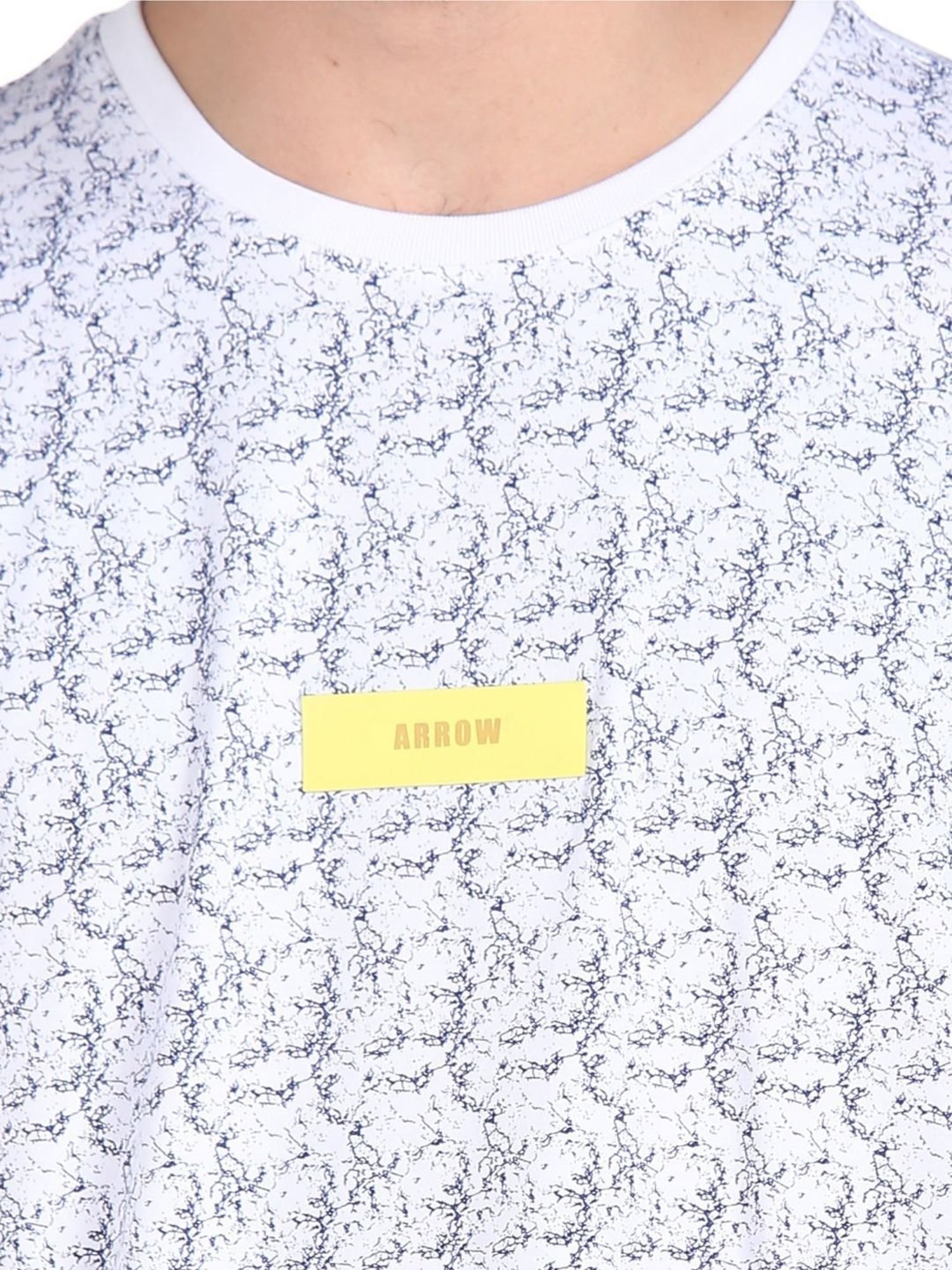 Arrow White Cotton Regular Fit Printed T-Shirts