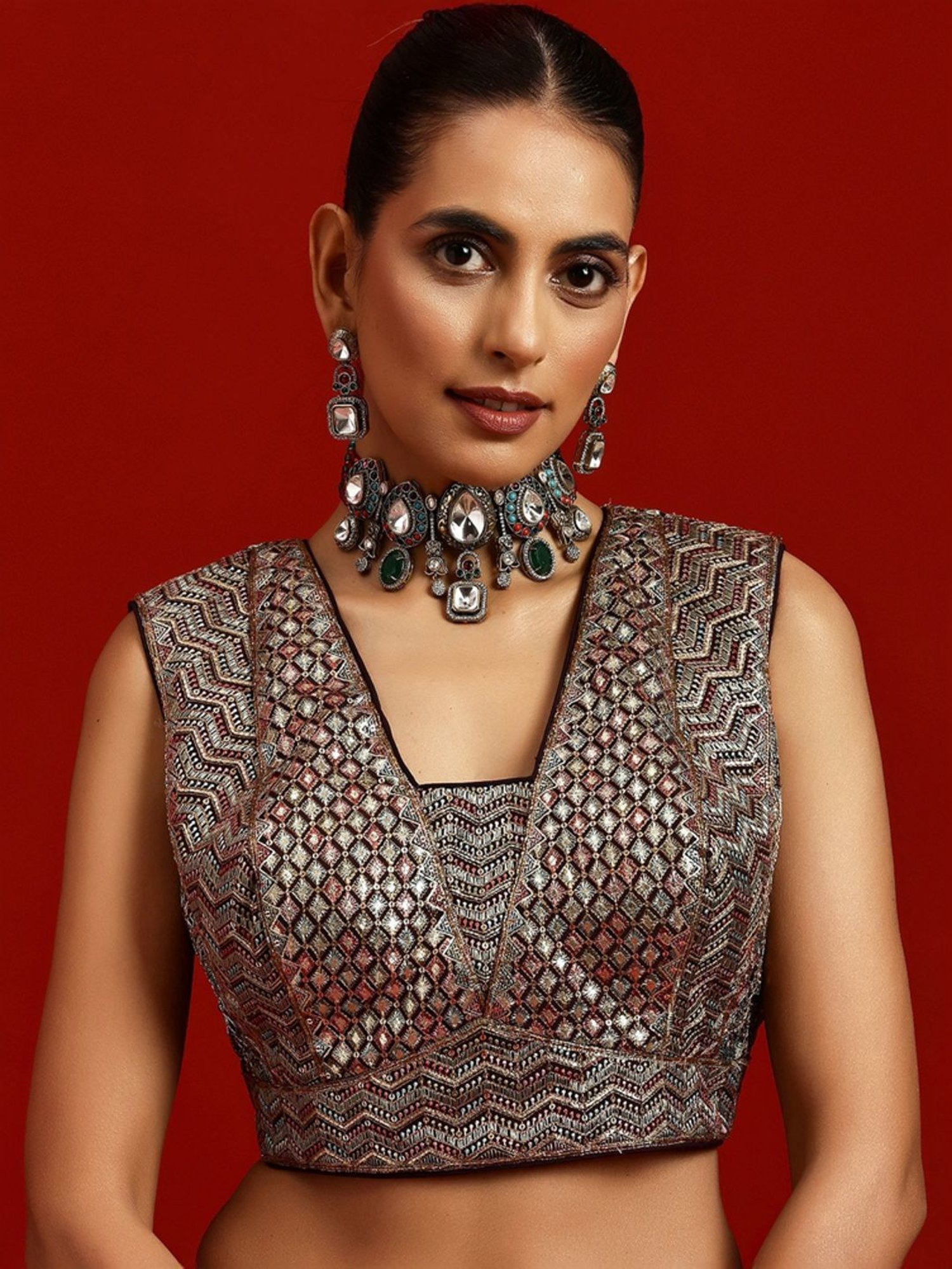 Libas Art Purple Embroidered Lehenga Choli Set With Dupatta