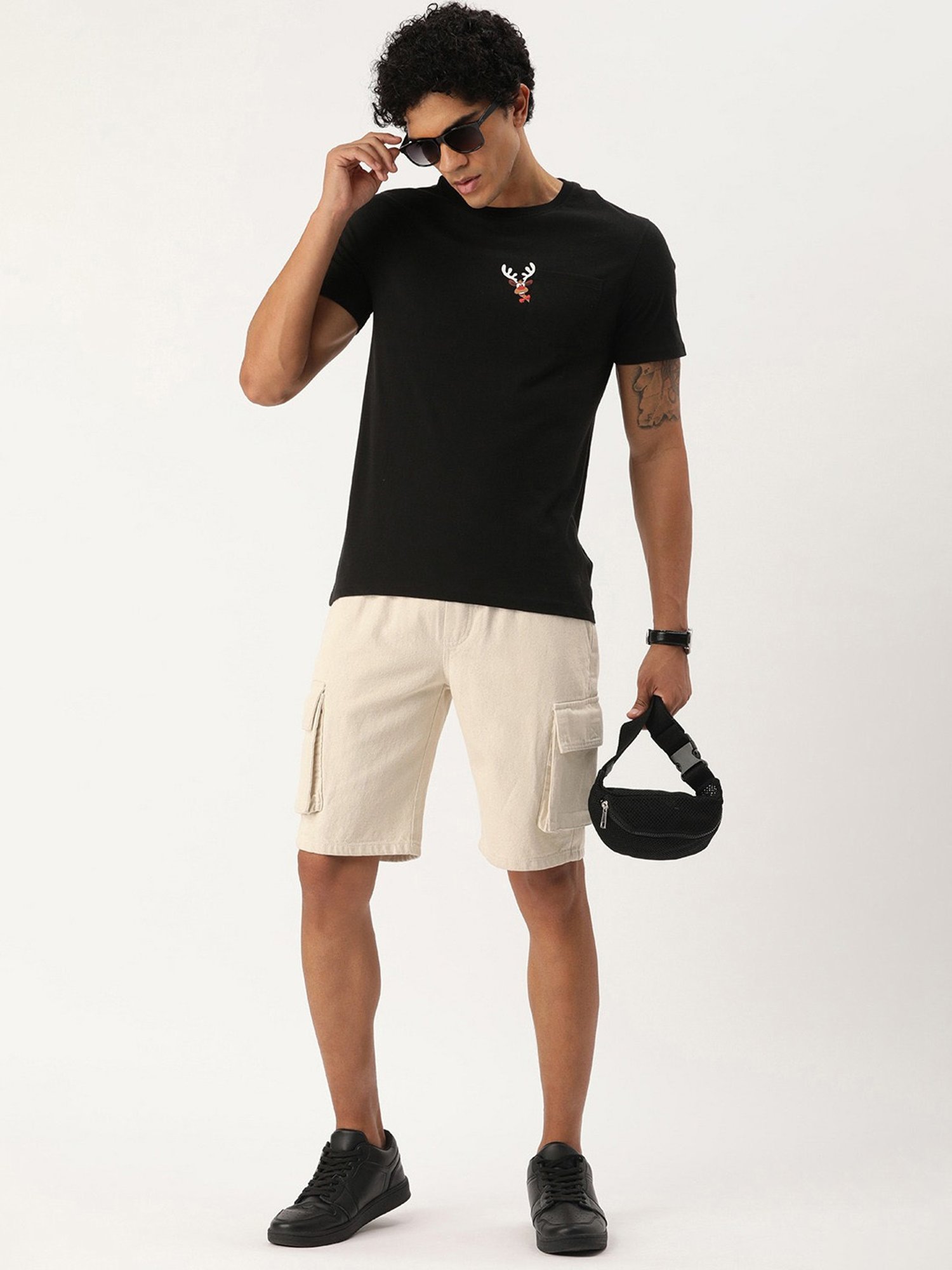 Bene Kleed Beige Regular Fit Cargo Shorts