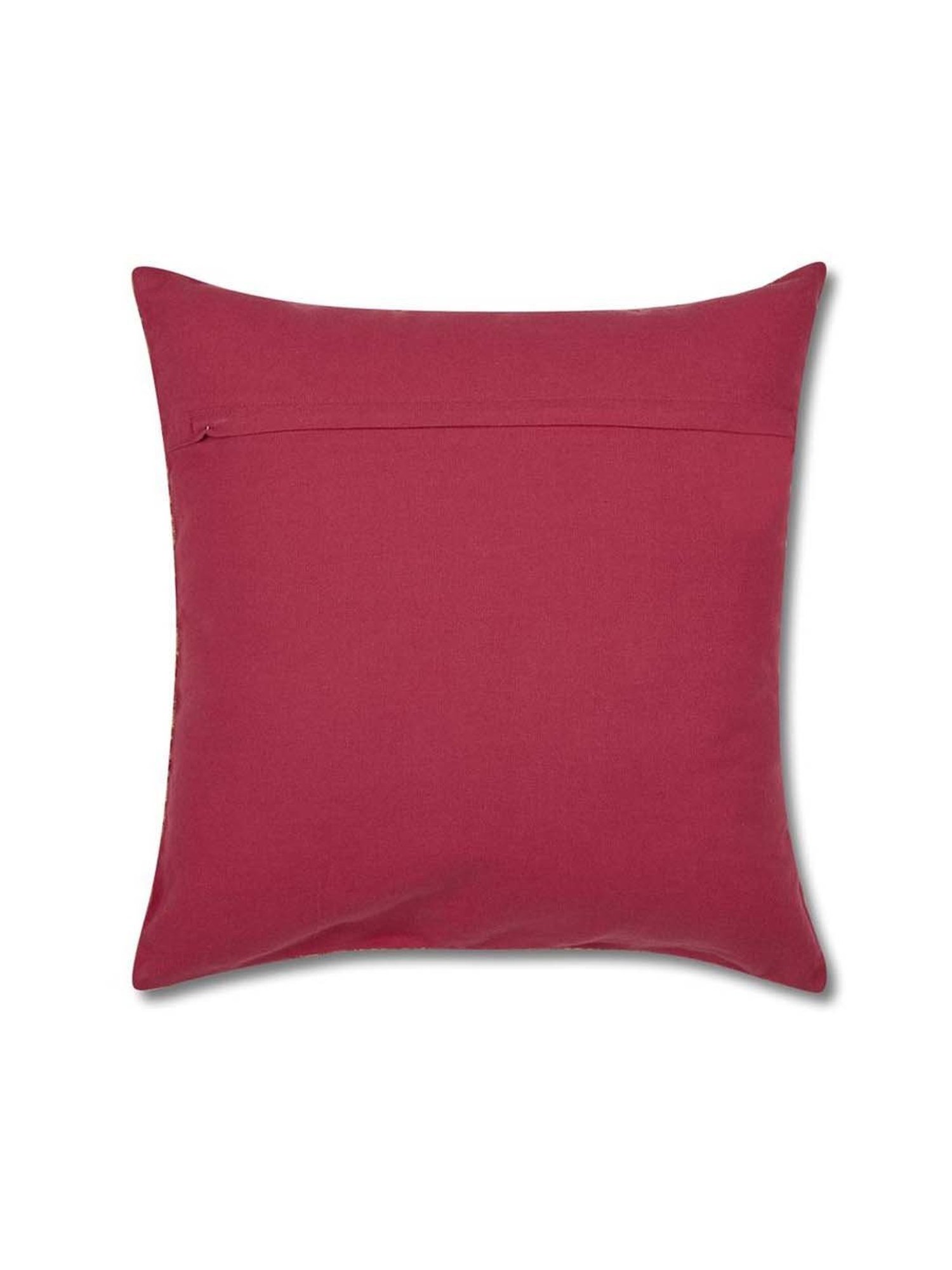 Fabindia Maroon Cotton Nieta Jaal Cushion Cover