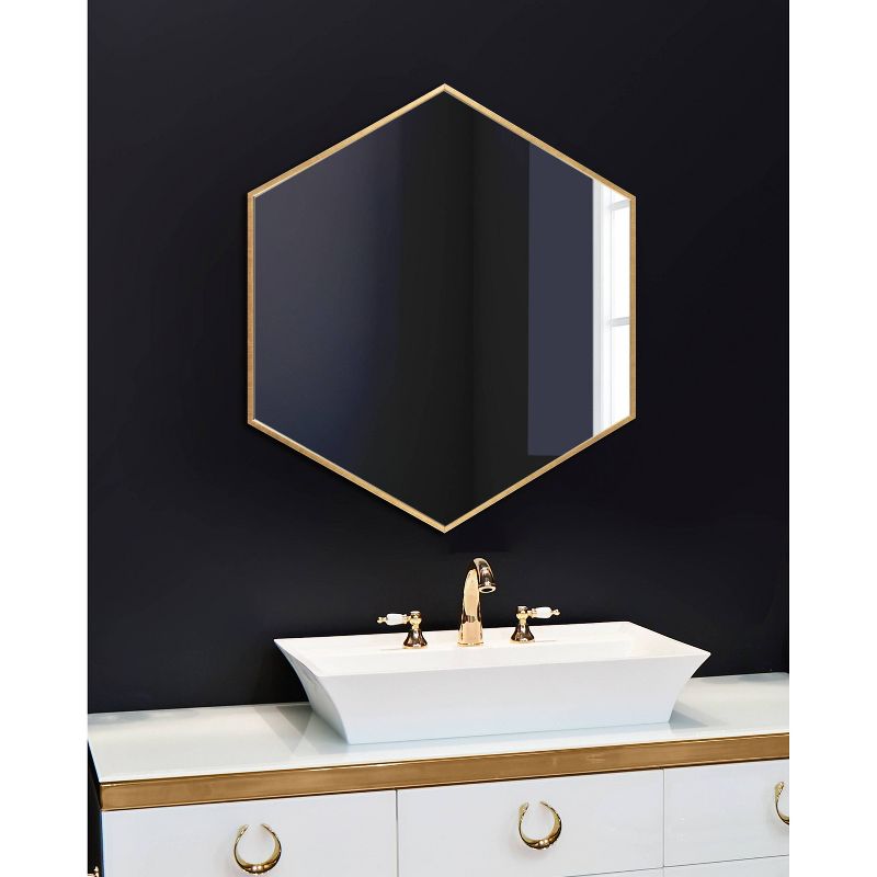 22" x 25" Rhodes Hexagon Wall Mirror Gold - Kate & Laurel All Things Decor