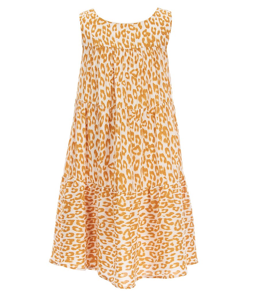 GB Girls Big Girls 7-16 Tiered Cheetah Print Dress