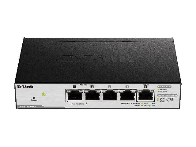 D-Link DGS-1100-05PD 5-Port Gigabit PoE Smart Managed Switch and PoE Extender