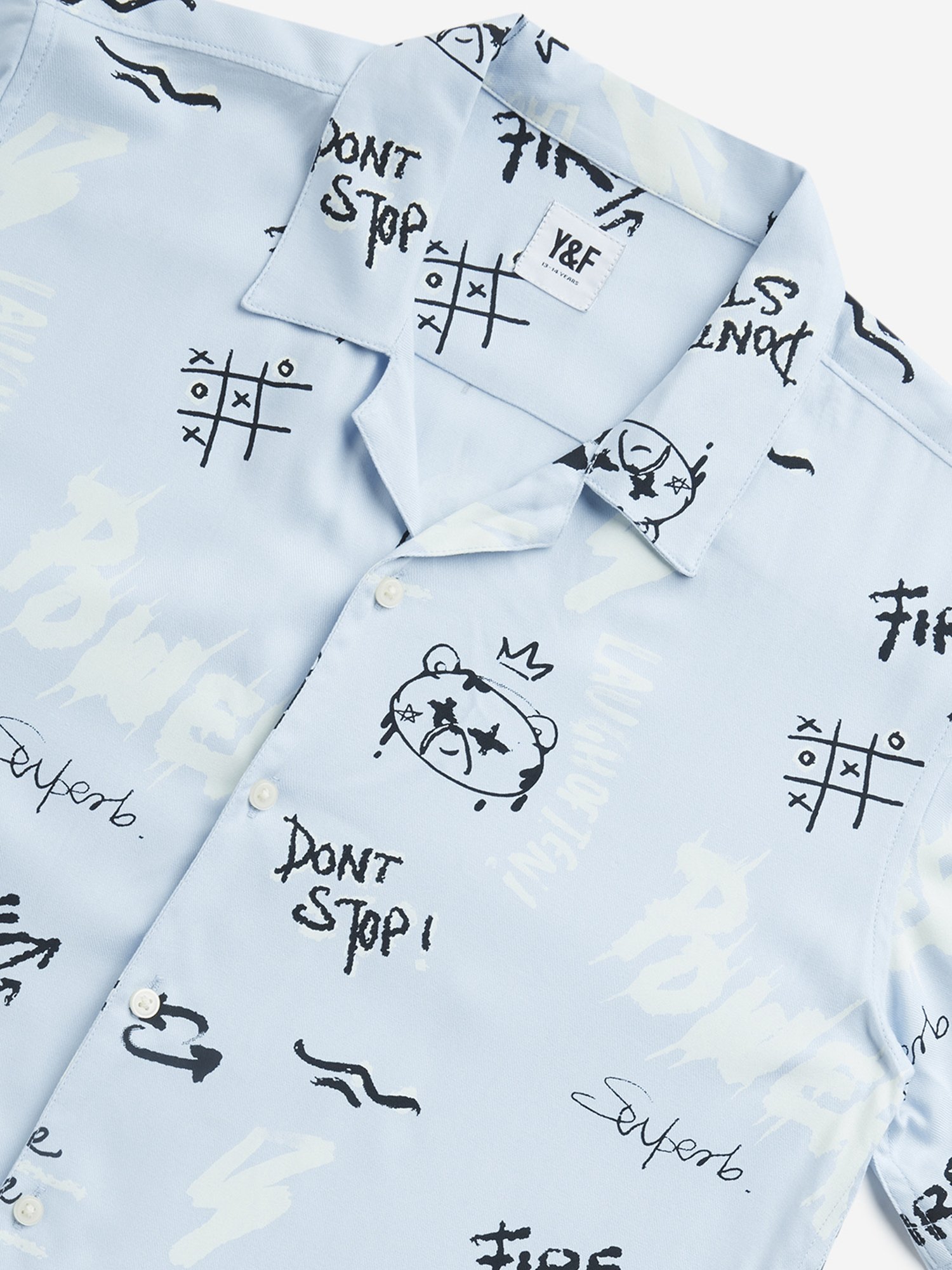 Y&F Kids by Westside Blue Abstract Design Resort-Fit Shirt