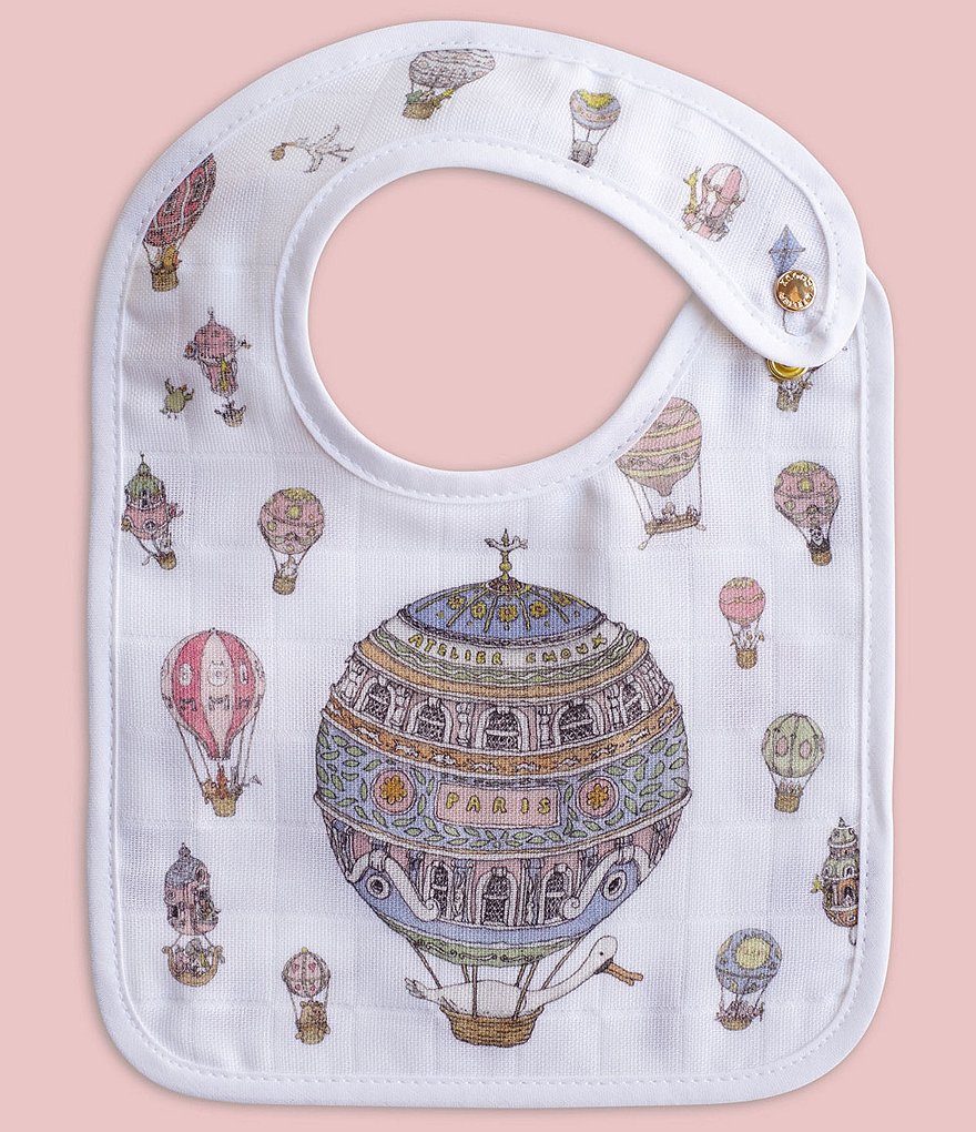 Atelier Choux Paris Organic Cotton Baby Hot Air Balloon Small Bib