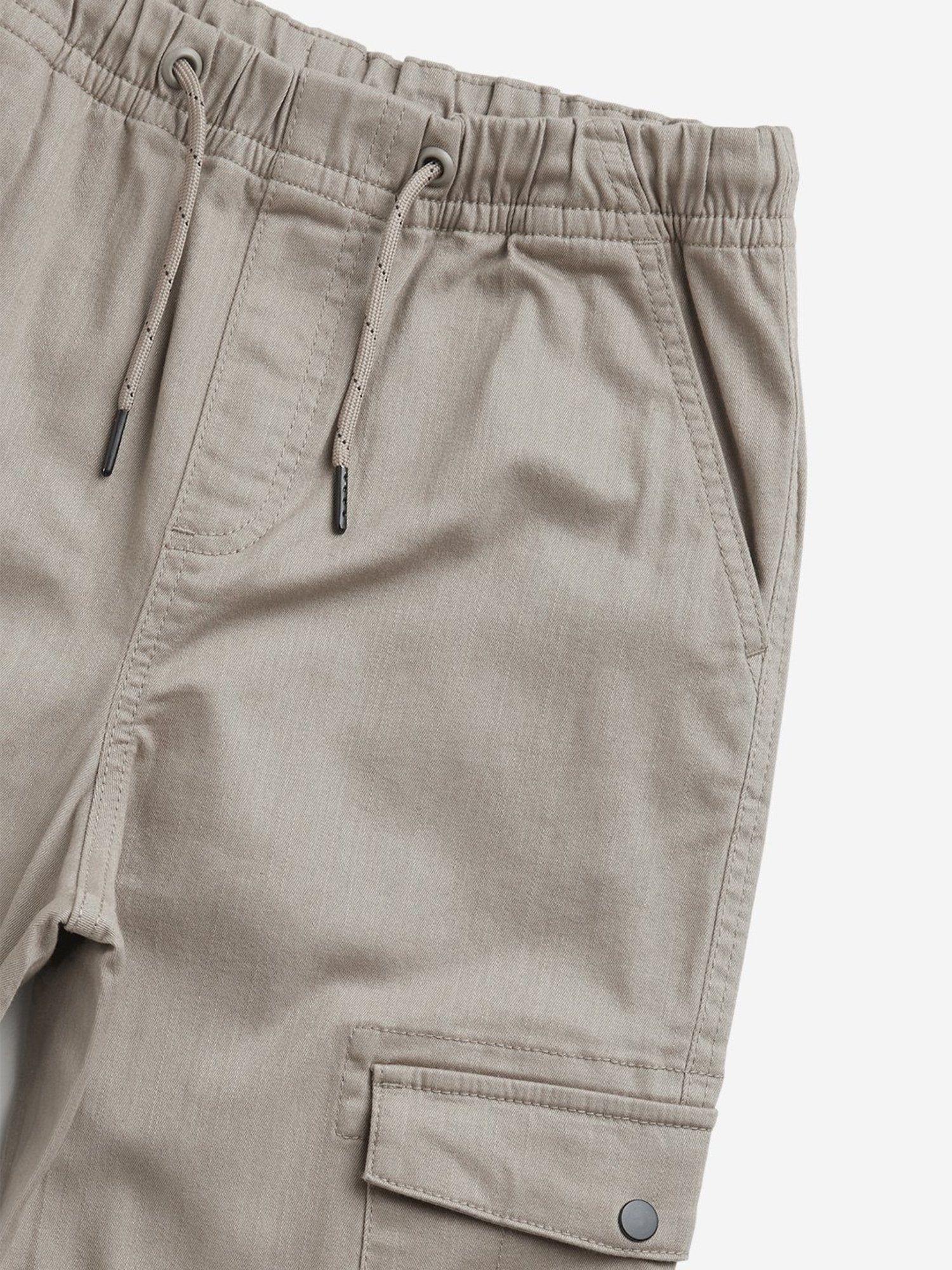 Y&F Boys by Westside Taupe Cargo-Style Mid-Rise Cotton Blend Joggers
