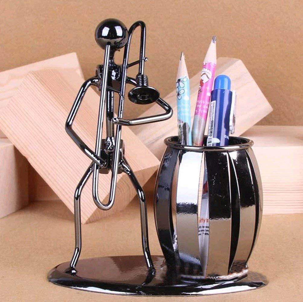 Office Desktop Accessories Metal Pencil Holder Pen Holder Organizer Container Room Decoration (Trombone)