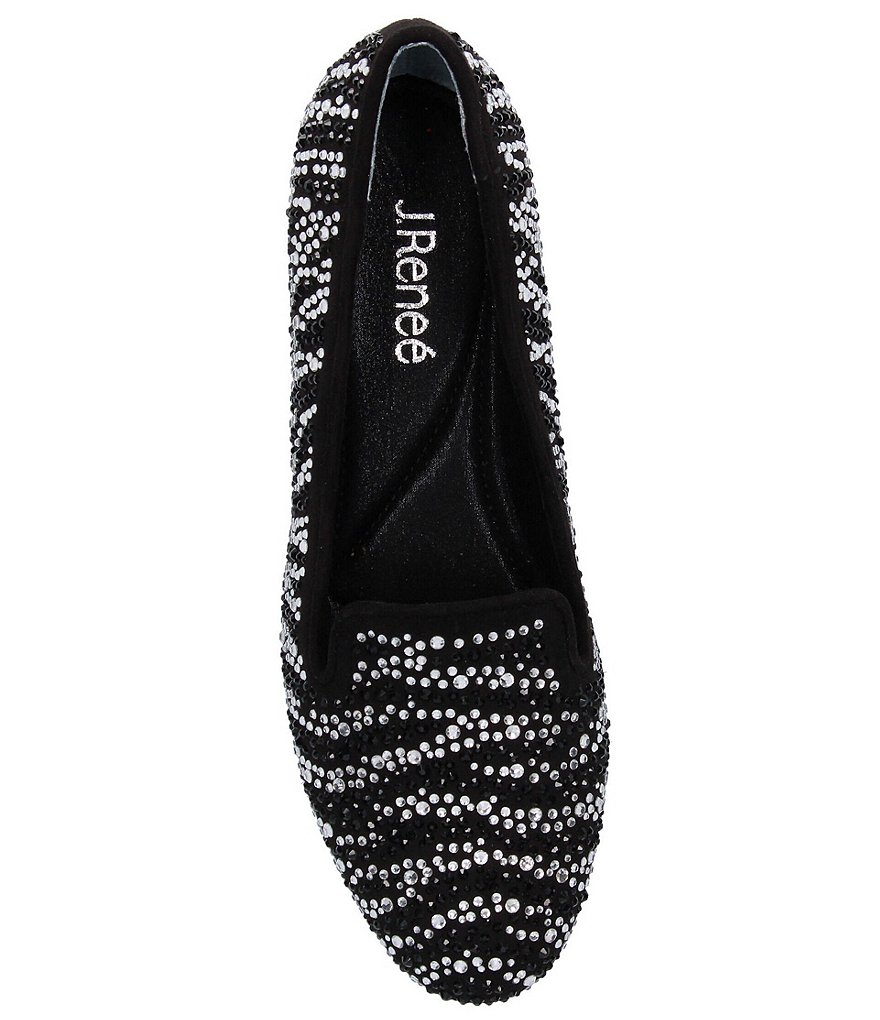J. Renee Hanuko Zebra Print Rhinestone Smoking Slippers