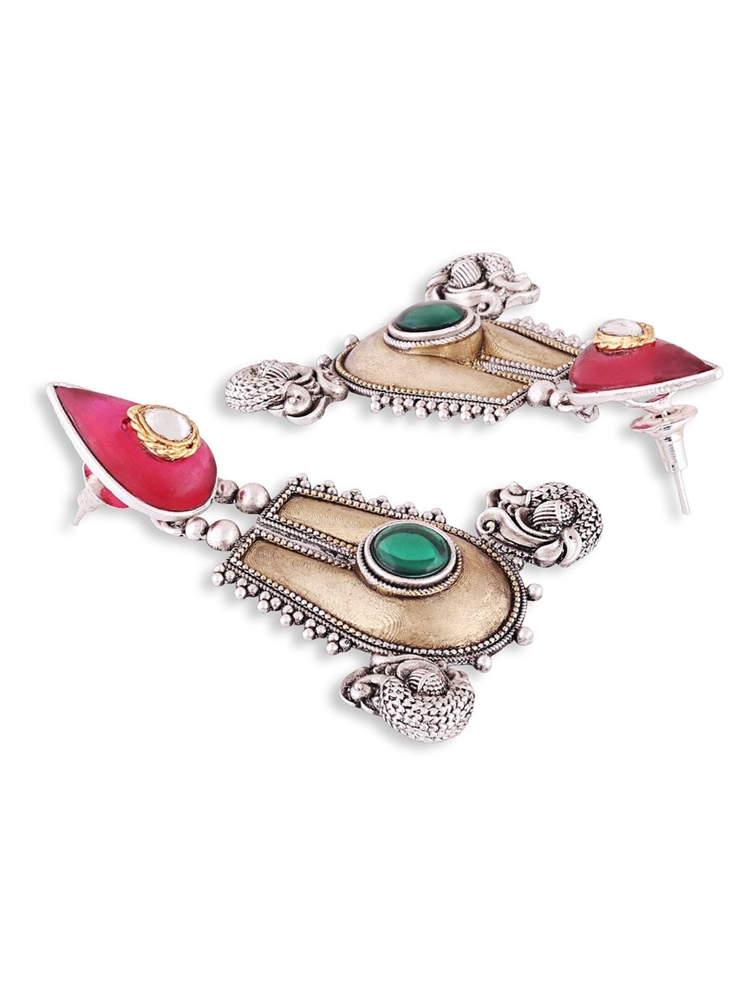 Abdesigns Oxidised Silver Plated Two Tone Handcrafted Earrings