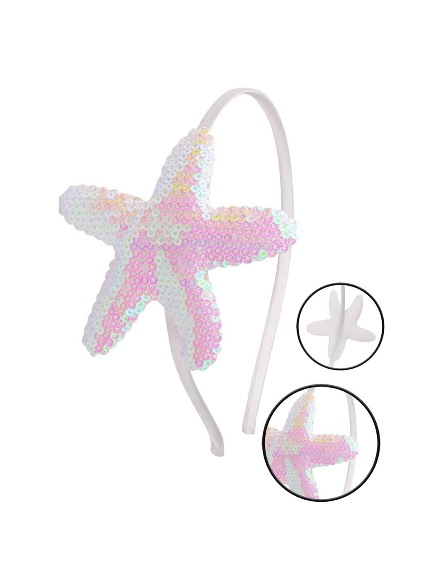OOMPH White Pink Shimmer Sequence Starfish Hair Band