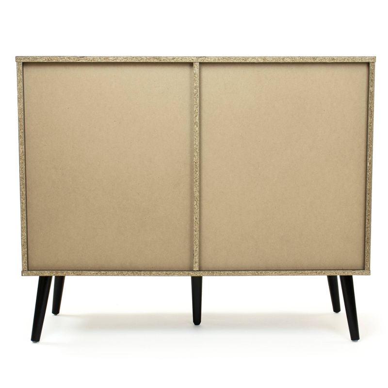 39" Seine Dining Buffet Table with Storage and Adjustable Shelving Dark Wood/Black - Humble Crew