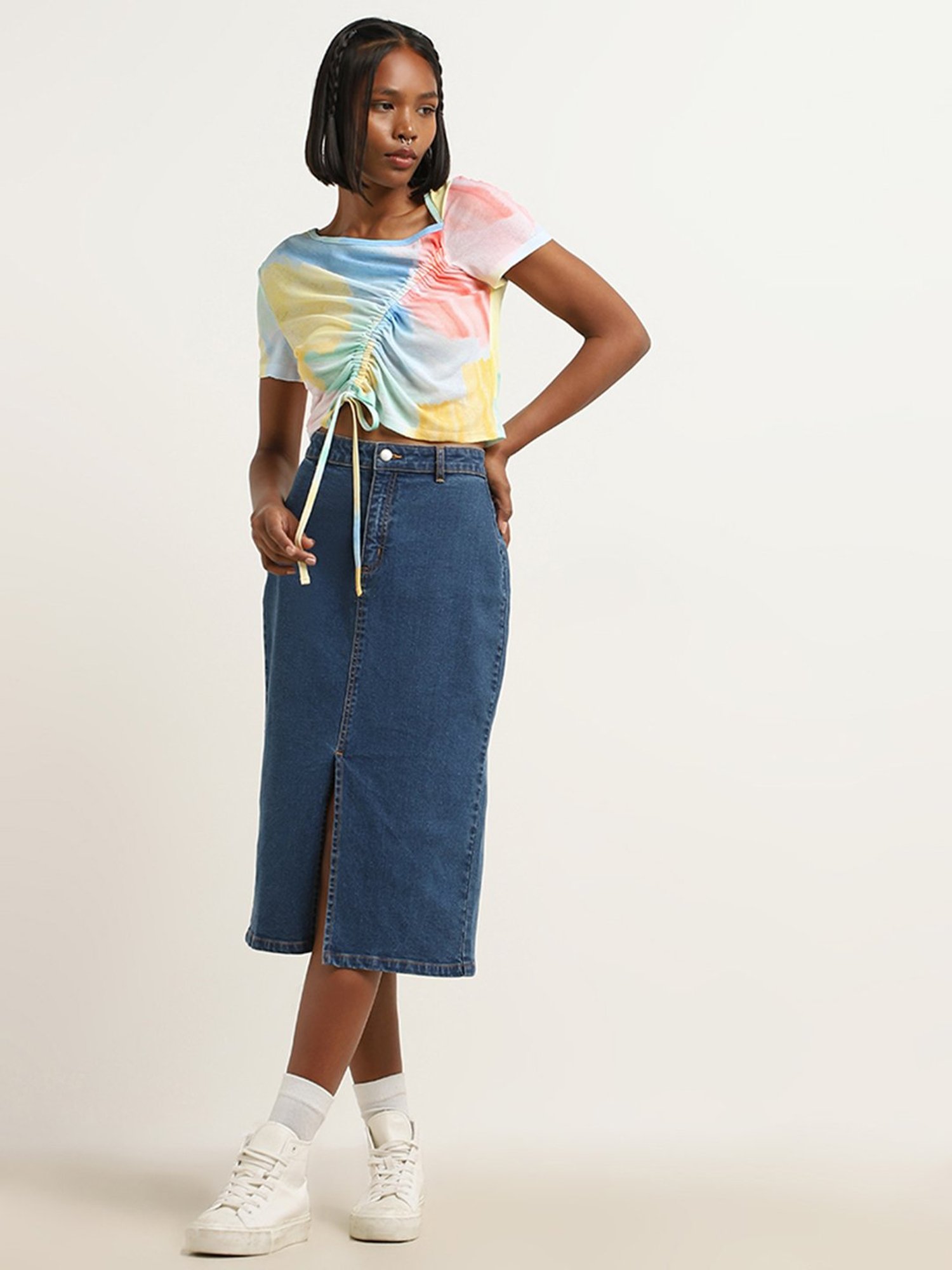 Nuon by Westside Multicolour Abstract Design Ruched Top