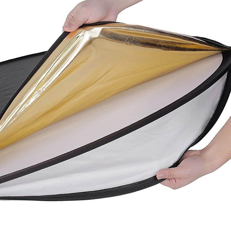 43 Inch/110 Centimeter Light Reflector 5-in-1 Collapsible Multi-Disc with Bag - Translucent, Silver, Gold, White and Black for Studio Photography Lighting and Outdoor Lighting