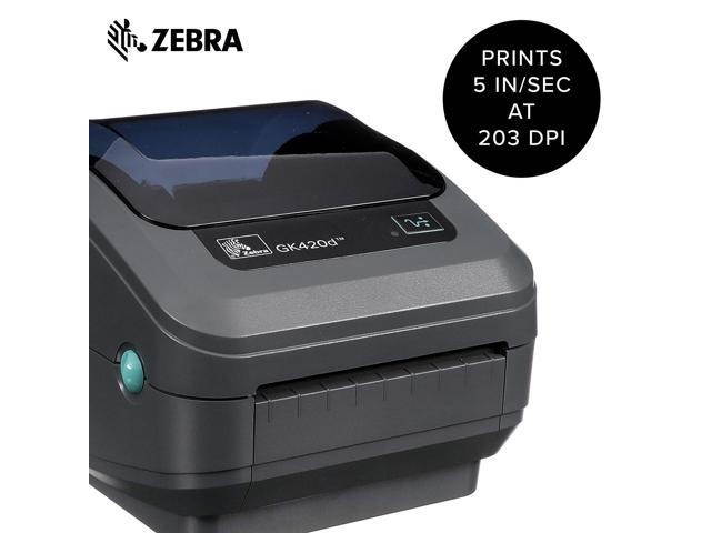 Zebra GK420d Monochrome Desktop Direct Thermal Label Printer, 5 in/s Print Speed, 203 dpi Print Resolution, 4.09" Print Width, 100/240V AC