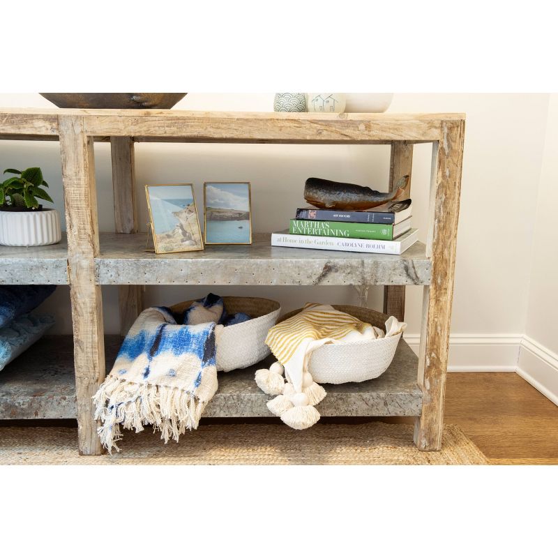 Seagrass Basket with Handles 12.5 x 14" Natural/White - 3R Studios