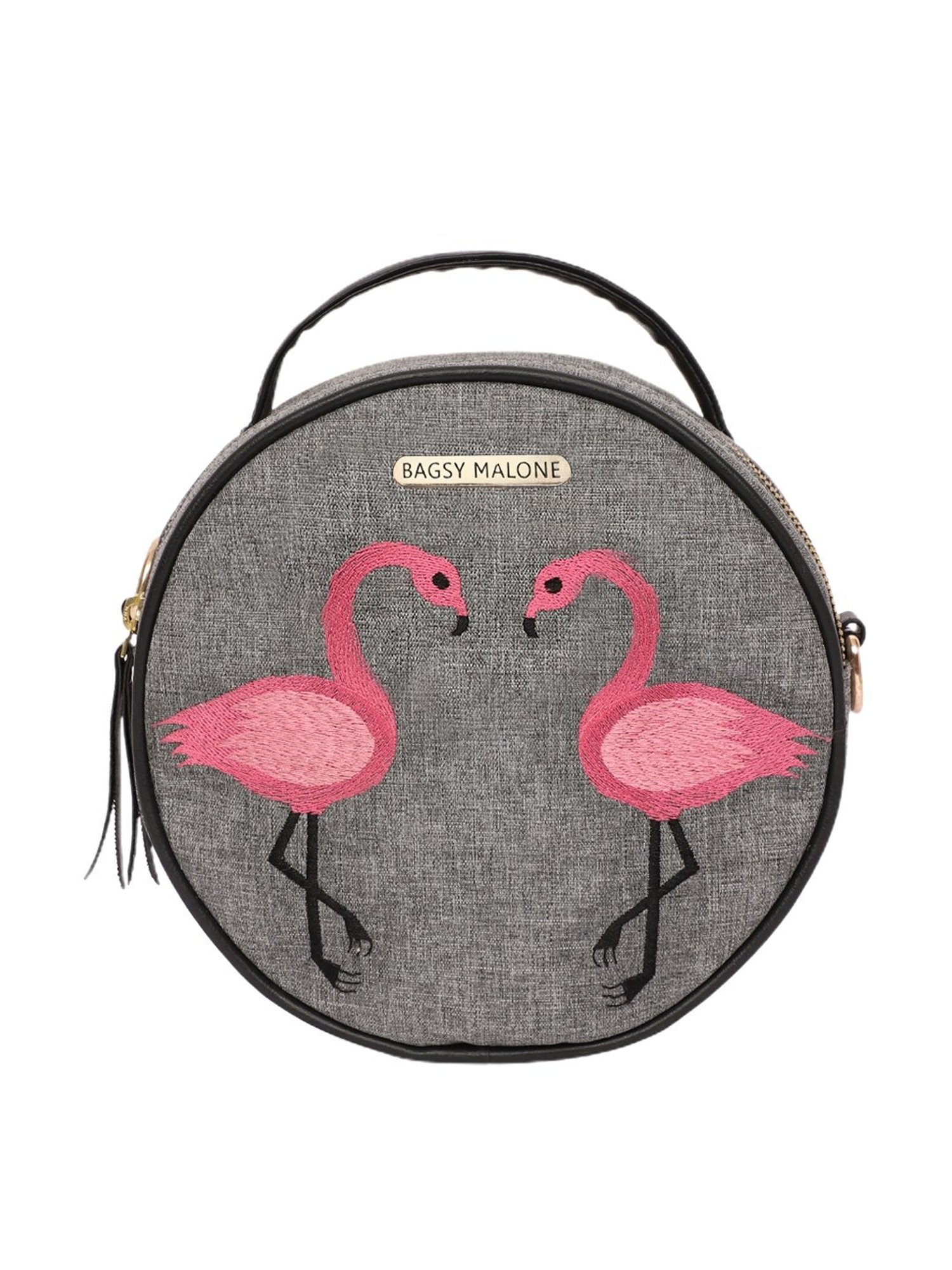 Bagsy Malone Grey Embroidered Medium Handbag