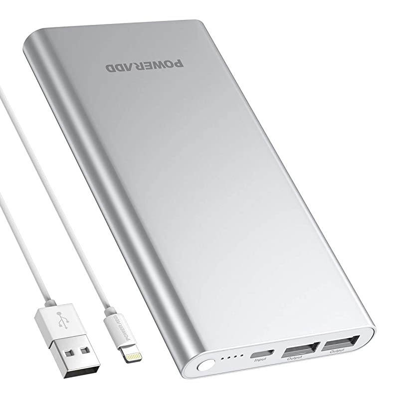 Pilot 4GS 12000mAh Portable Charger 8 Pin Input Power Bank with 3A High-Speed Output Compatible with iPhone, iPad, iPod, Samsung and More - Silver (8 Pin Cable Include)
