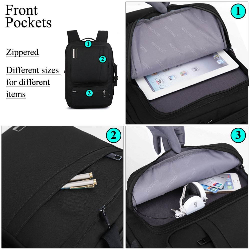 ESTONE 17.3 Inch Laptop Backpack, Large Travel Laptop Backpack, Anti Theft Water Resistant Business Backpack for Men and Women, Durable Lightweight School College Bag, Black