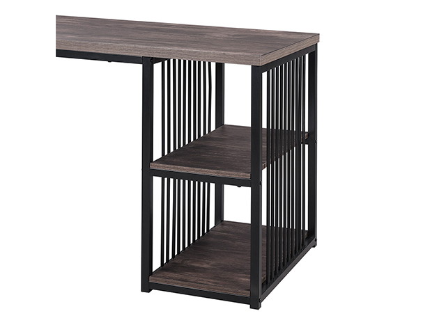 Home Office Computer Desk, 55 Inch Writing Desk with 2 Storage Shelves on Left or Right, Stable Metal Frame, Easy Assembly,Brown,GT52