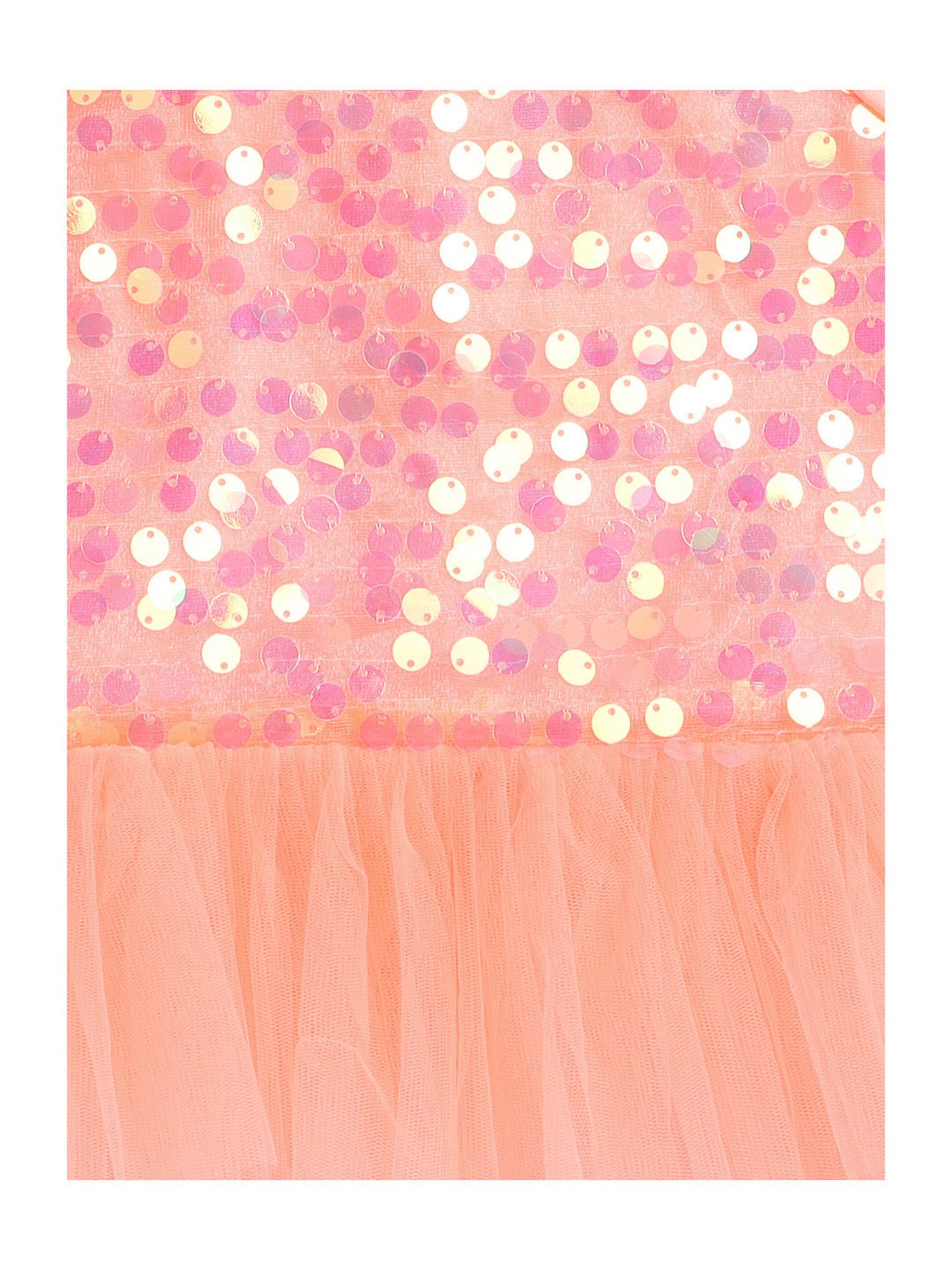 Many Frocks Kids Peach Embellished Dress