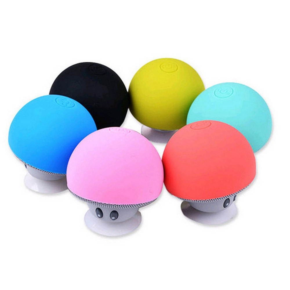 Cartoon Mushroom Head BT Speaker Suction Cup Phone Holder Portable Outdoor Sound (Pink)