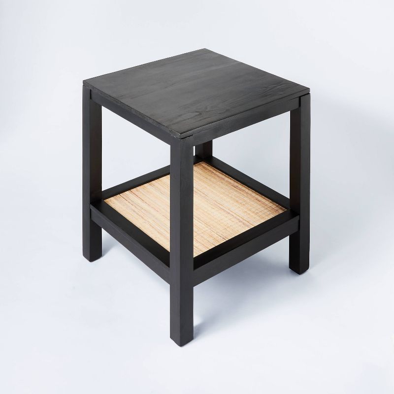 Canyon Lake Woven Shelf End Table Black - Threshold™ designed with Studio McGee