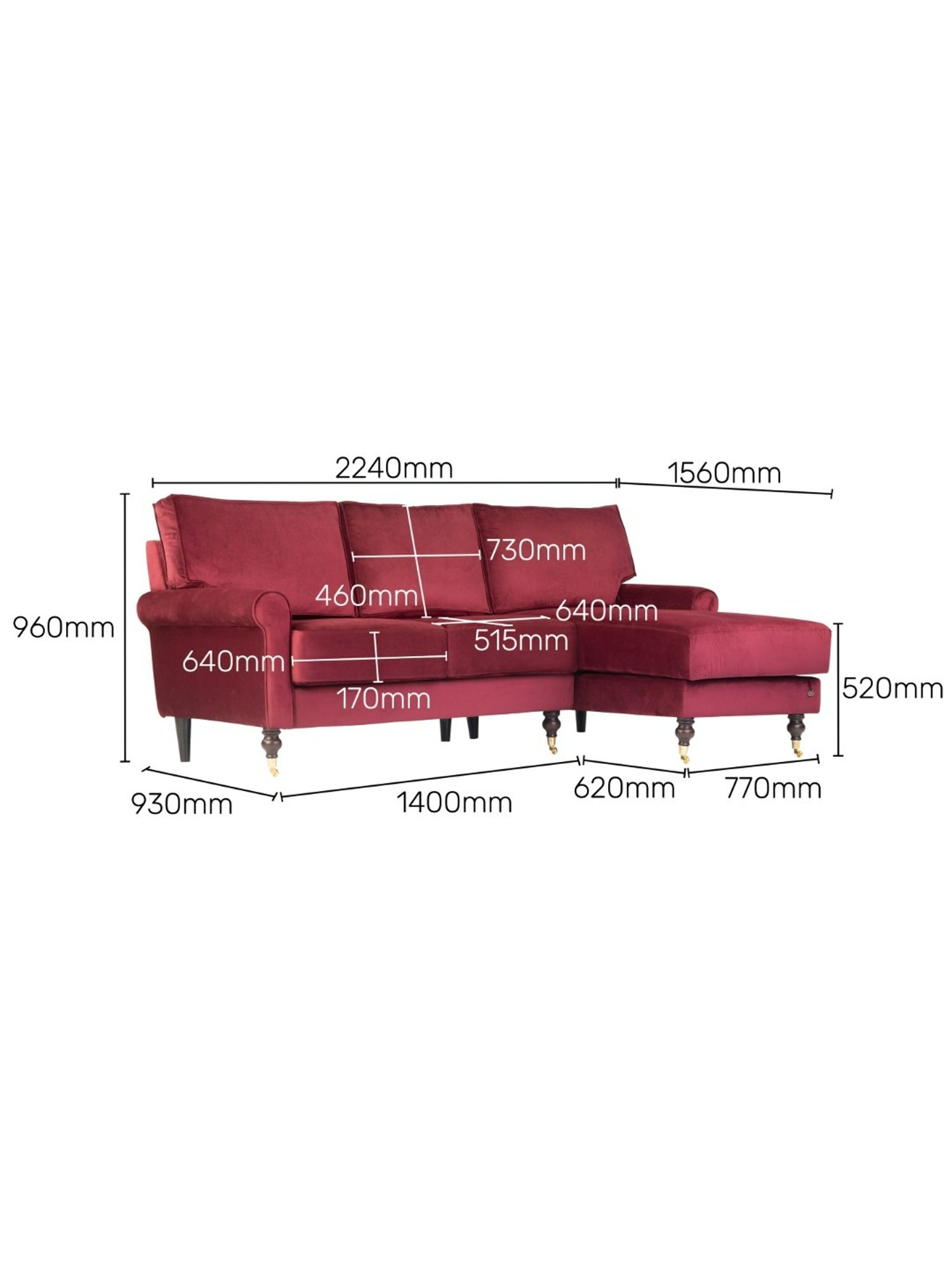 Durian Ruse X Odyssey Edit Ruby Red Fabric L Shaped Sofa