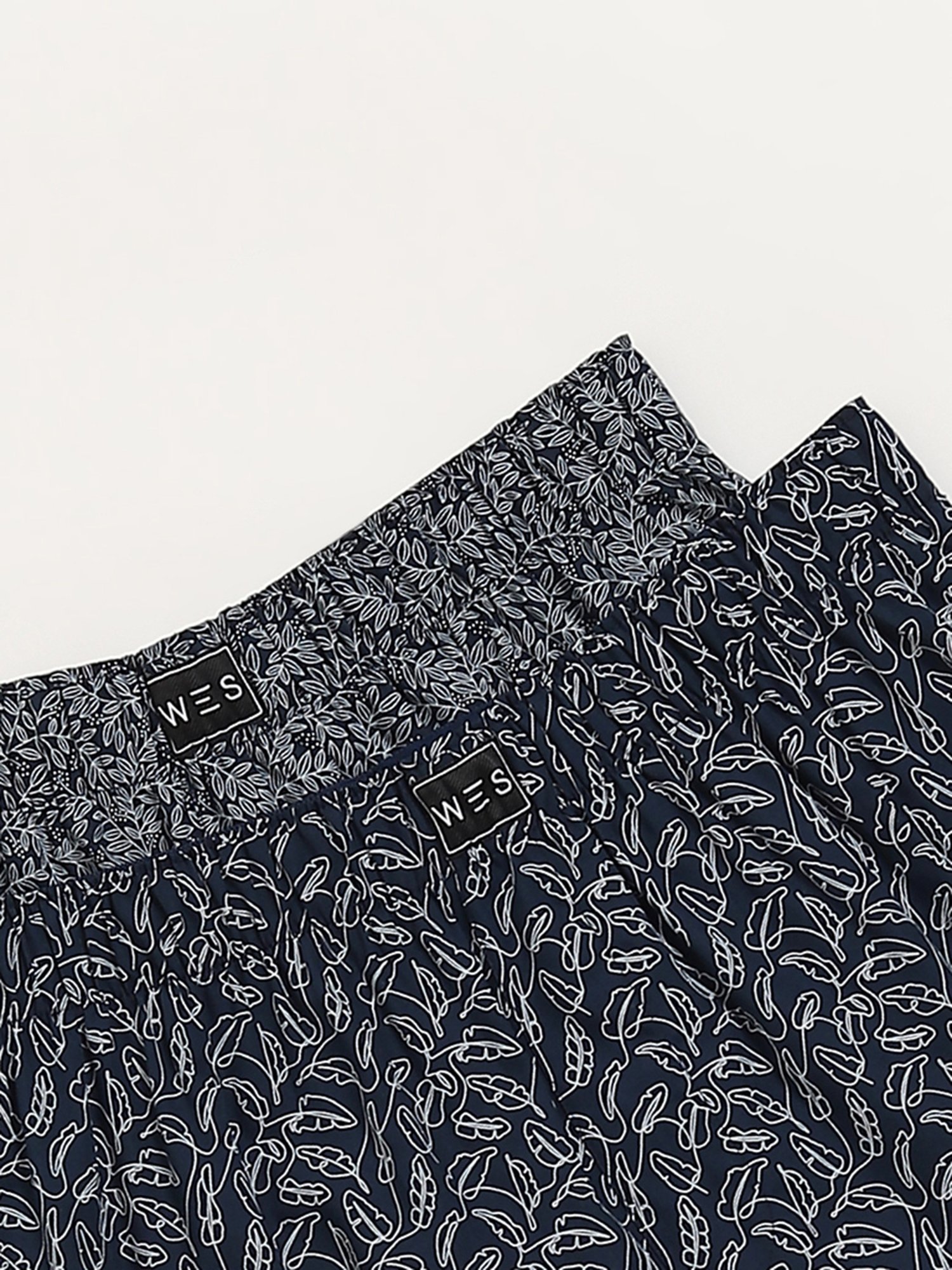 WES Lounge by Westside Navy Printed Relaxed-Fit Boxers - Pack of 2
