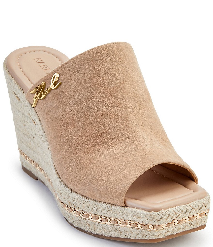 KARL LAGERFELD PARIS Corissa Suede Platform Wedge Espadrilles