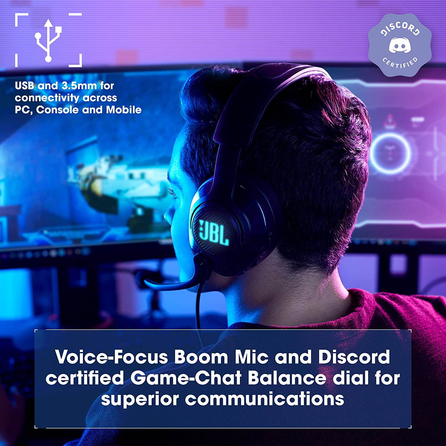 Quantum 400 RGB Wired Over-Ear Gaming Headphones with USB and Game-Chat Balance Dial - Black JBLQUANTUM400BLKAM