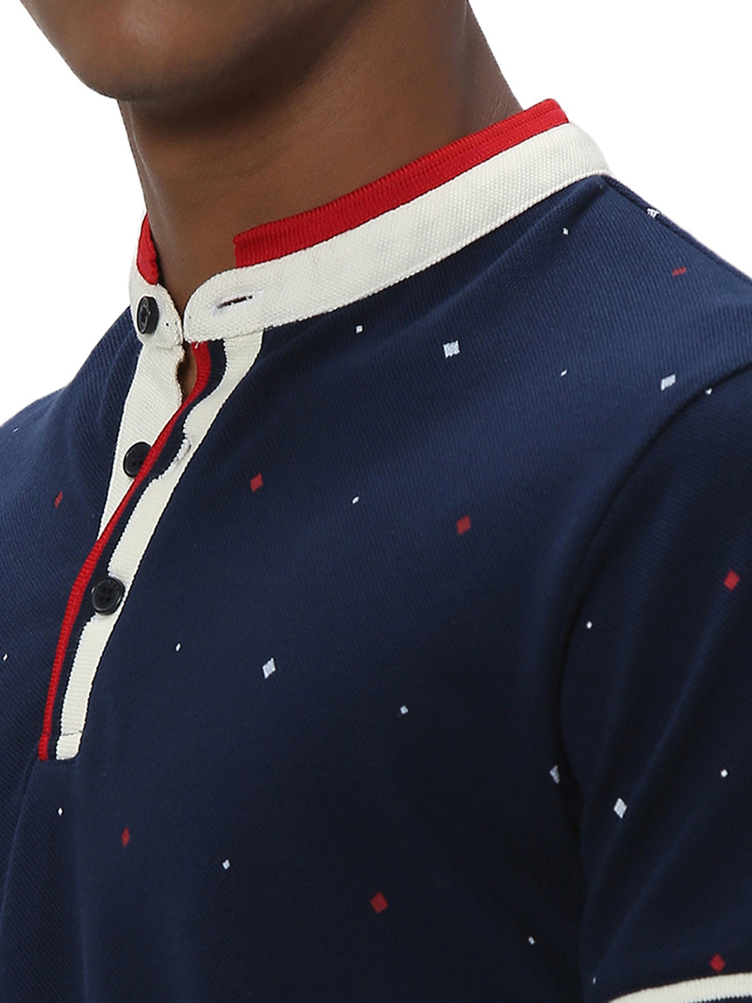 Mufti Navy Slim Fit Printed Cotton T-Shirt