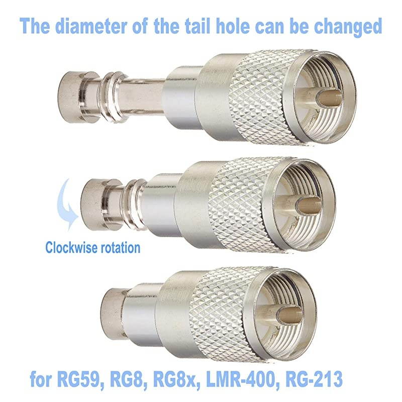 Silver UHFPL259 Male Solder Coax Connector for 50ohm Low Loss RG8x RG213 RG214 9913 RF Cable Pack of 5