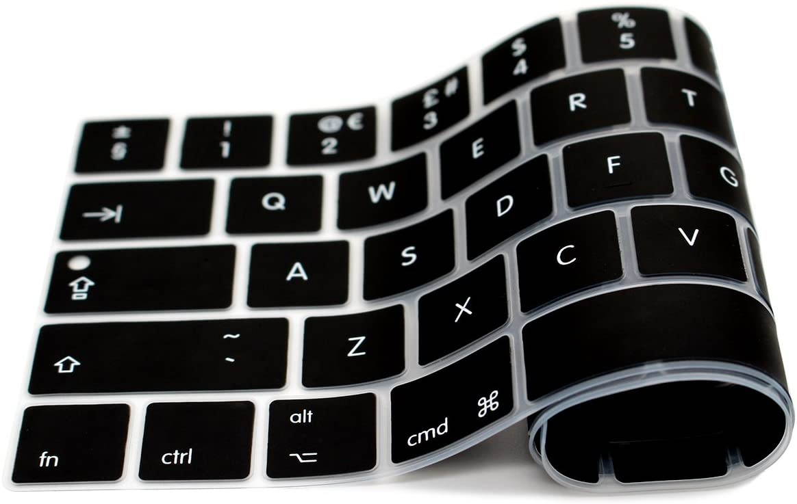 HRH English Language Silicone Keyboard Cover Skin for MacBook New Pro with Touch Bar 13 Inch and 15 Inch (A1989/A1706,A1990/A1707) 2018 2016 2017 Release with Touch ID,Both European/USA Layout