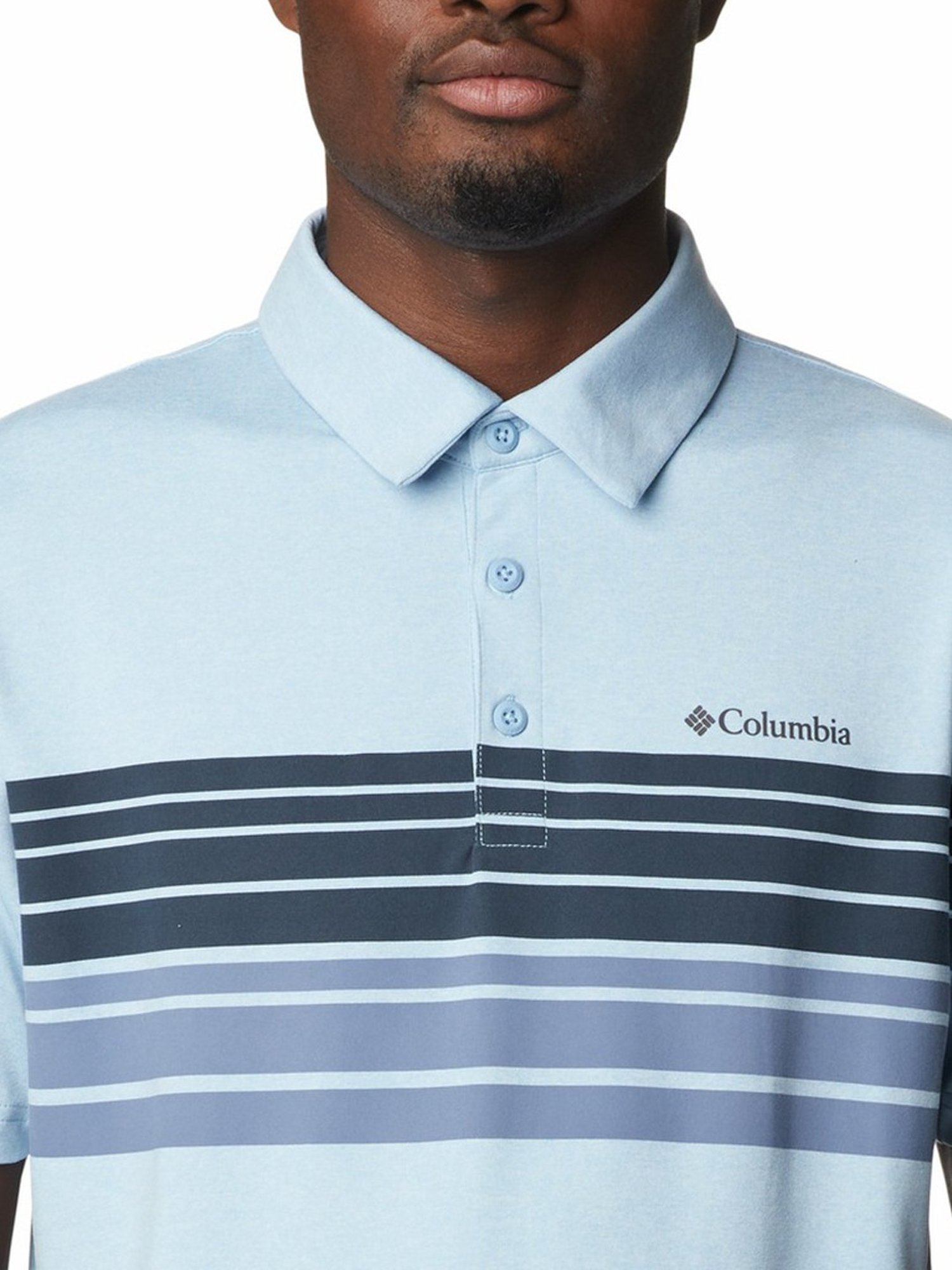 Columbia Men Blue Tech Trail Novelty Polo T-Shirt
