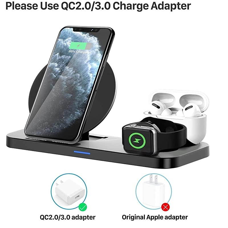 Charger Stand 3 in 1 Upgraded Charger Station for Apple Watch 12345 AirPods iPhone 1111pro11pro MaxXXSXRXS Max88 Plus Charging Dock Station for Other QiEnable Phone