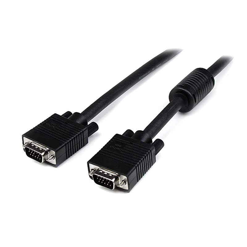 cables direct online 15ft svga + audio monitor cable, male to male 1080p super vga display cord for pc projector laptop tv
