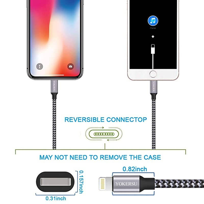 iPhone Charger  Fast Charging 2Pack 6Ft Nylon Braided Lightning Cable Data Sync Transfer Cord with 2Port Plug Wall Charger ETL Listed Compatible with iPhone XS MAXXRX876S6PlusiPad